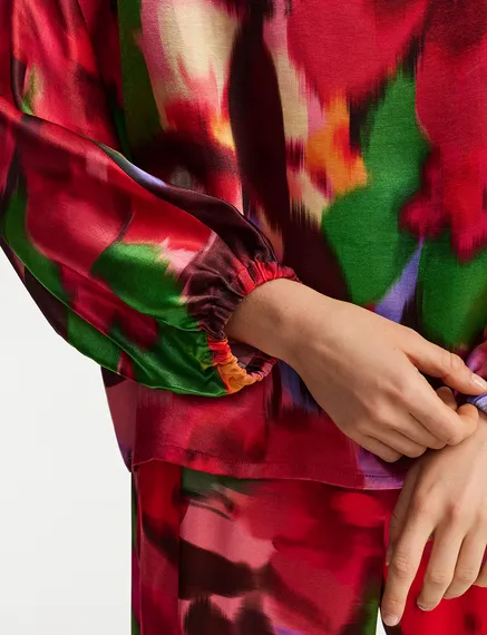 Multicolor floral print oversized top