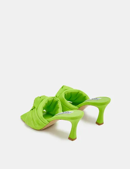 Green knot-detailed faux suede mules