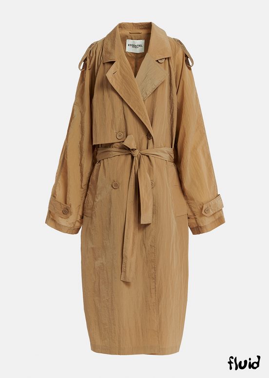 Camel double-breasted trench coat