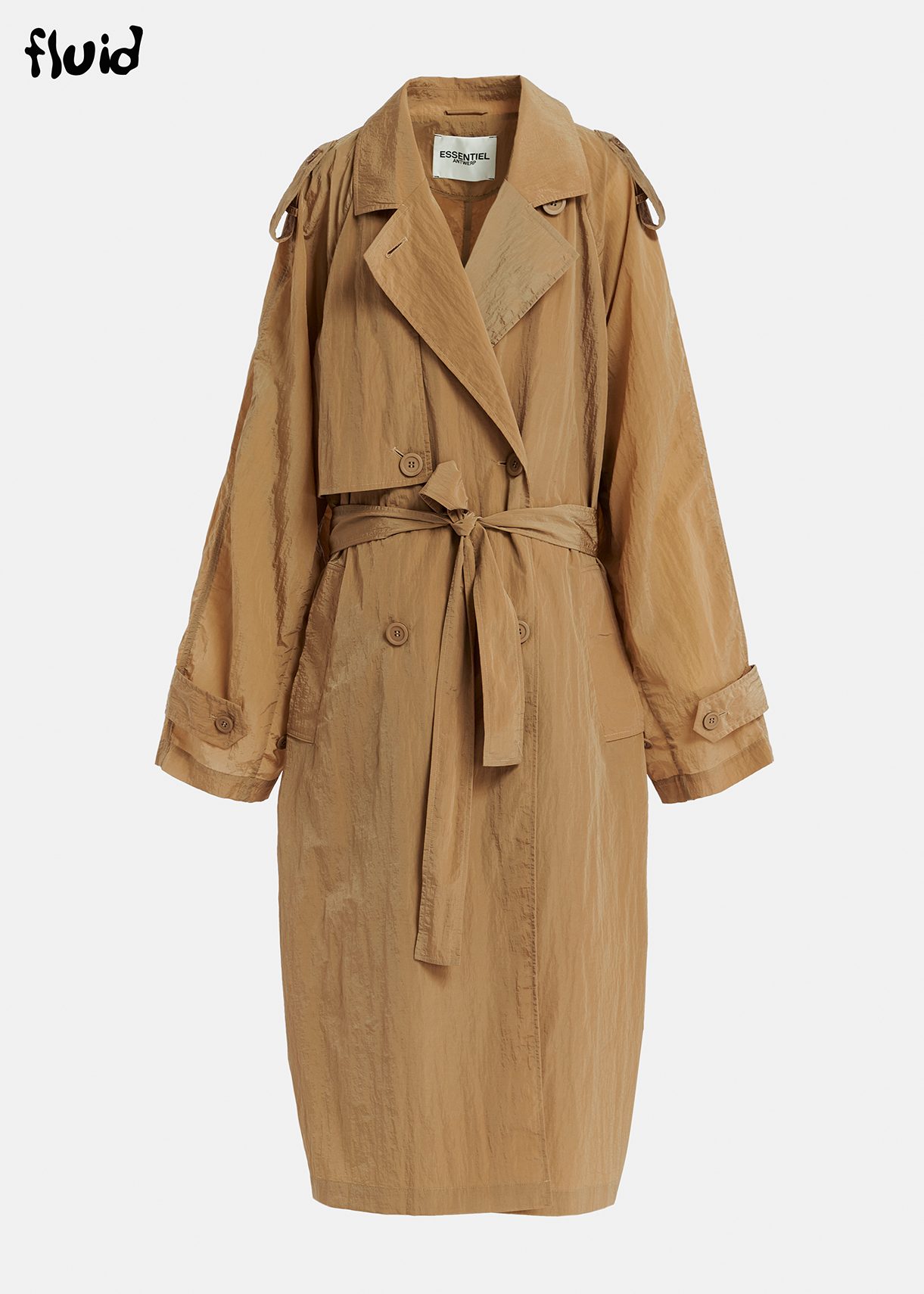 Camel double-breasted trench coat