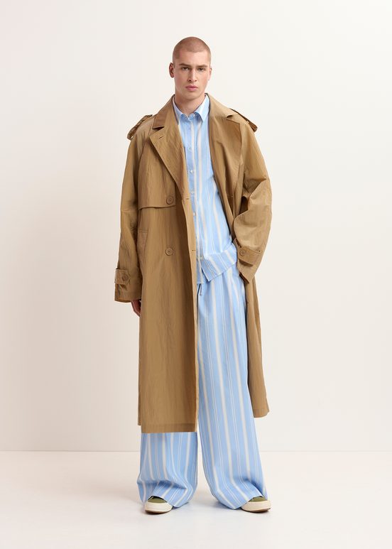 Camel double-breasted trench coat