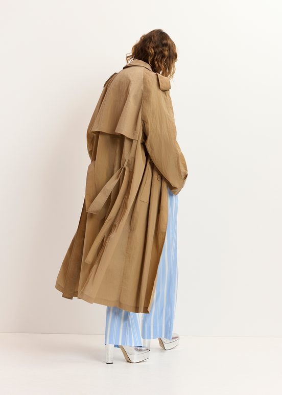 Camel double-breasted trench coat