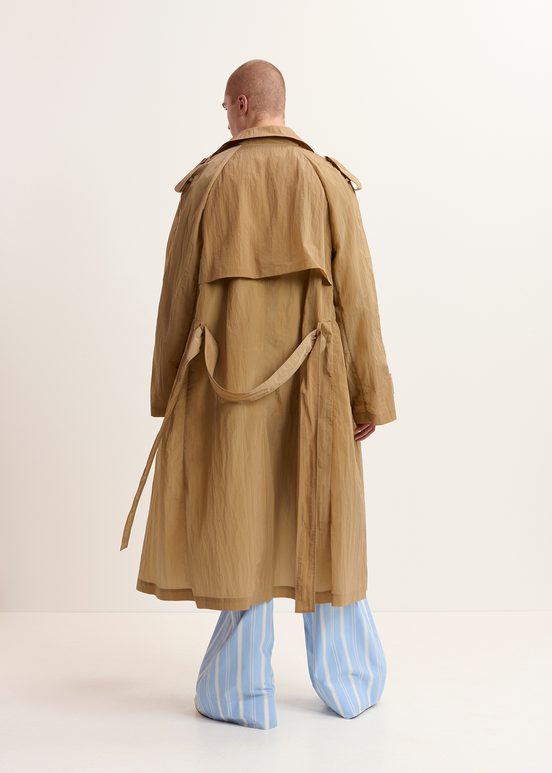 Camel double-breasted trench coat