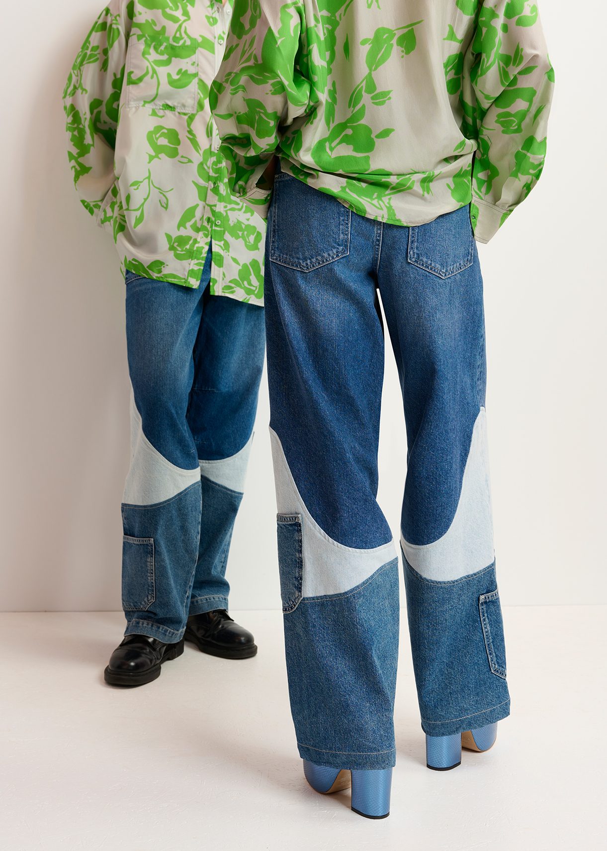 Wide-leg patchwork blue jeans | Essentiel Antwerp United States