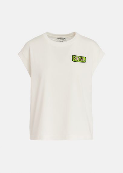 Off-white organic cotton T-shirt with embroidery 