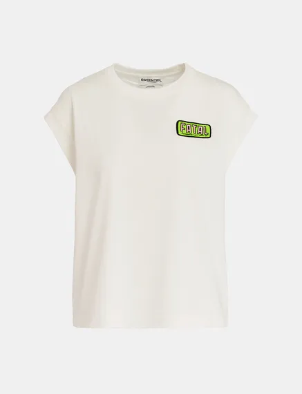 Off-white organic cotton T-shirt with embroidery 