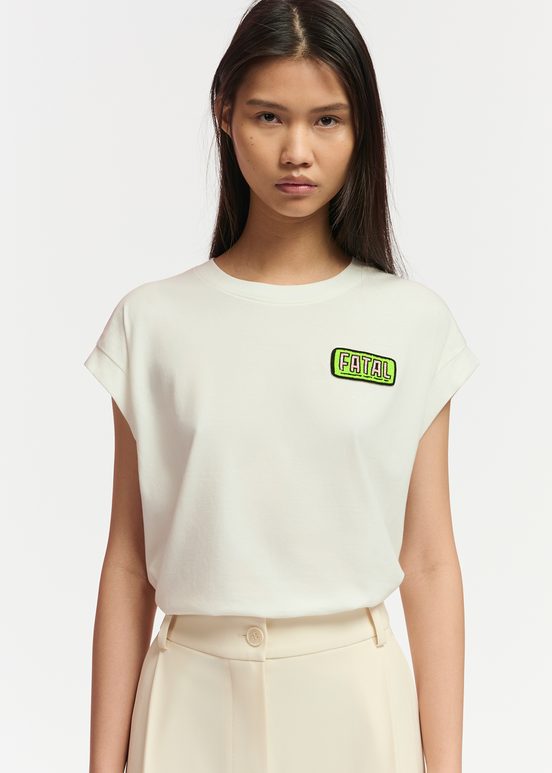 Off-white organic cotton T-shirt with embroidery 