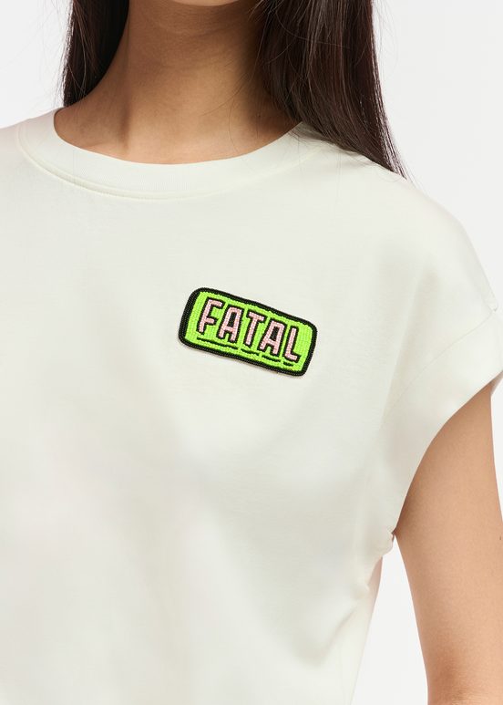 Off-white organic cotton T-shirt with embroidery 