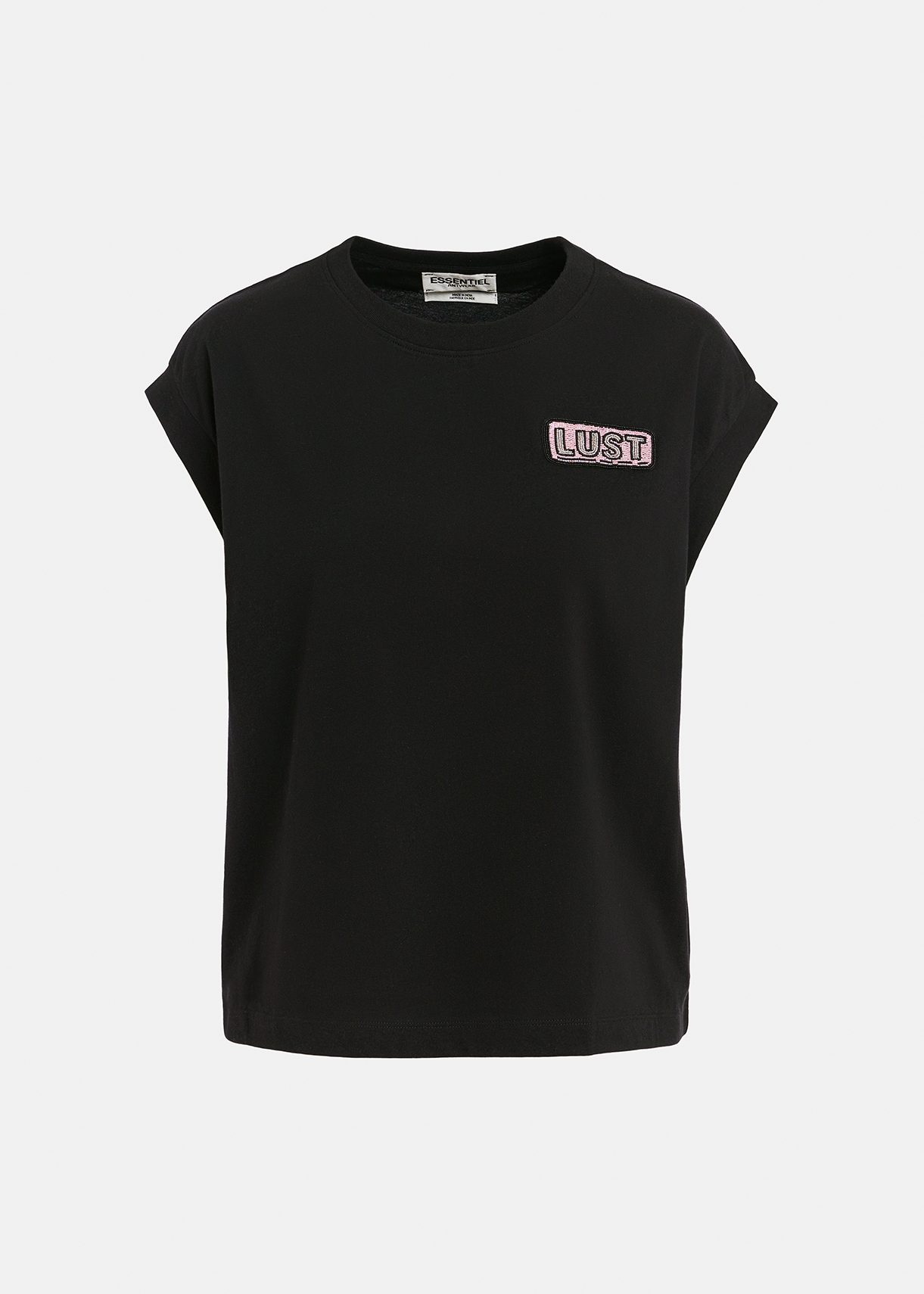 Black organic cotton T-shirt with embroidery 