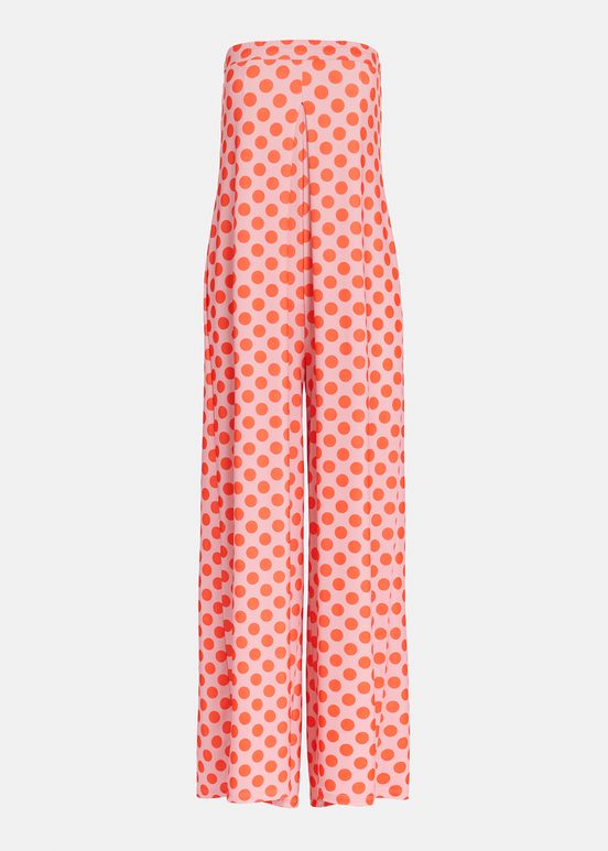 Light pink and red polka-dot stretch-jersey jumpsuit