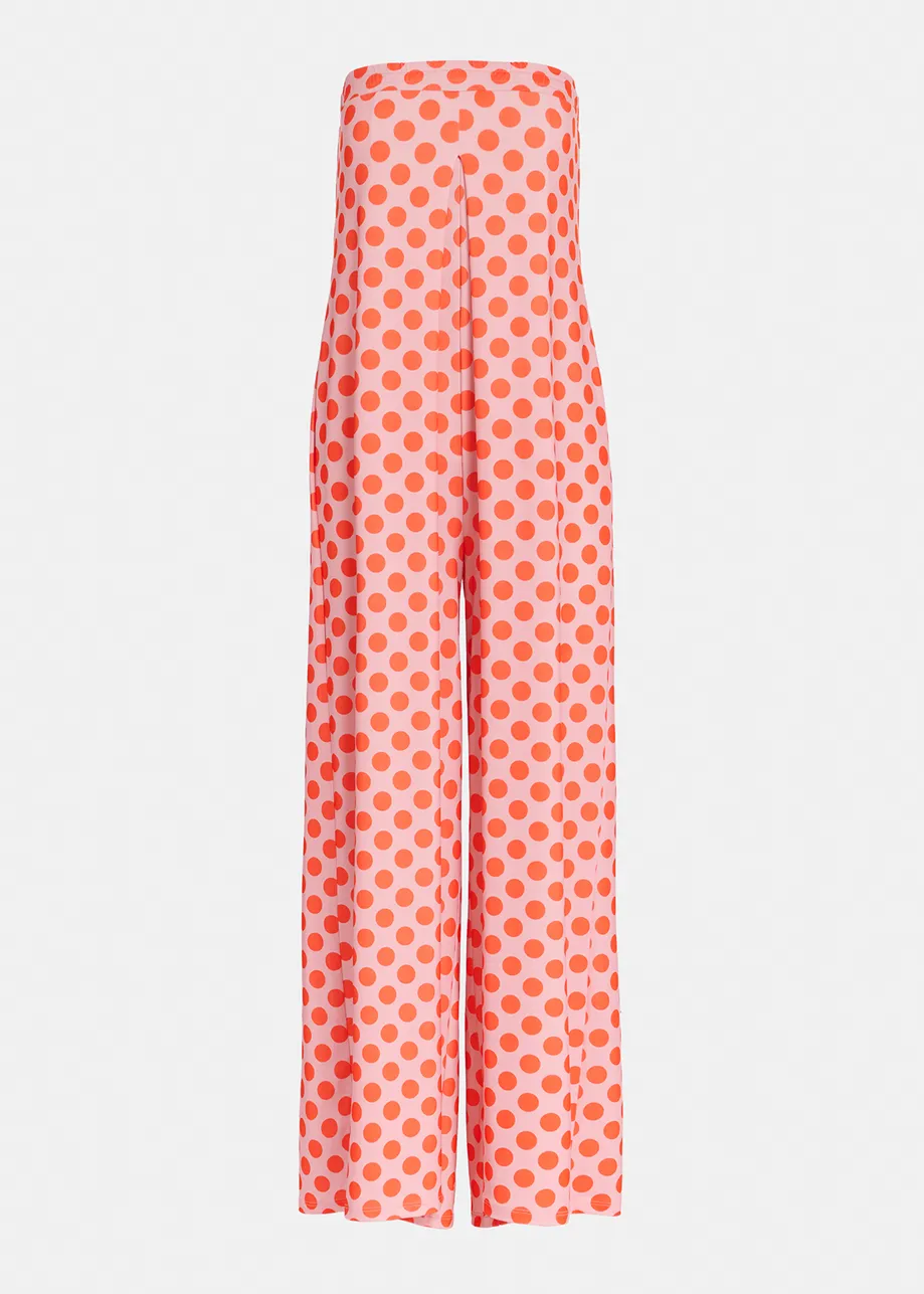 Combinaison en jersey rose clair et rouge à pois