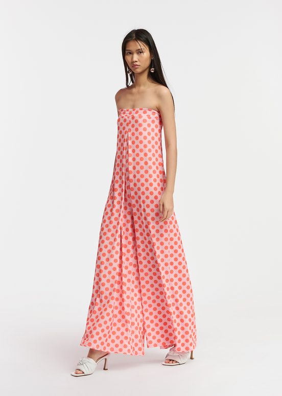 Light pink and red polka-dot stretch-jersey jumpsuit