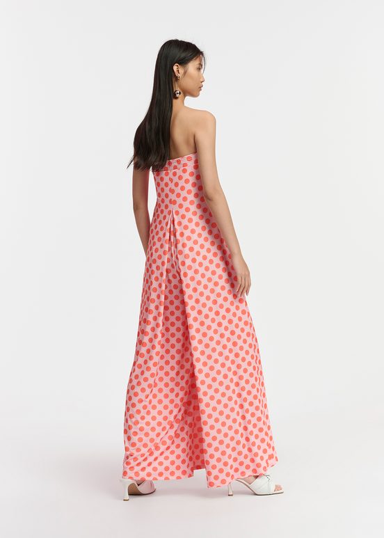 Light pink and red polka-dot stretch-jersey jumpsuit