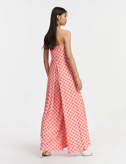 Light pink and red polka-dot stretch-jersey jumpsuit