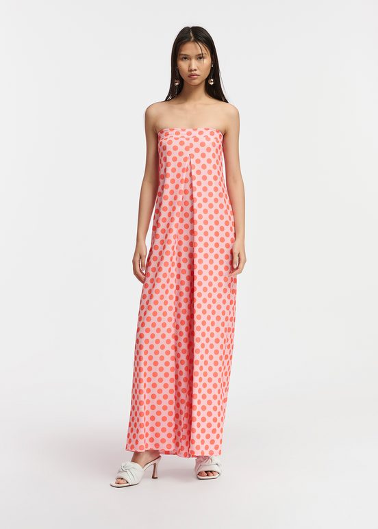 Light pink and red polka-dot stretch-jersey jumpsuit