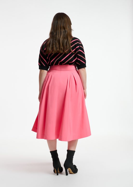 Pink pleated midi skirt