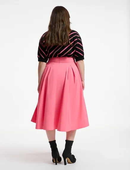 Pink pleated midi skirt