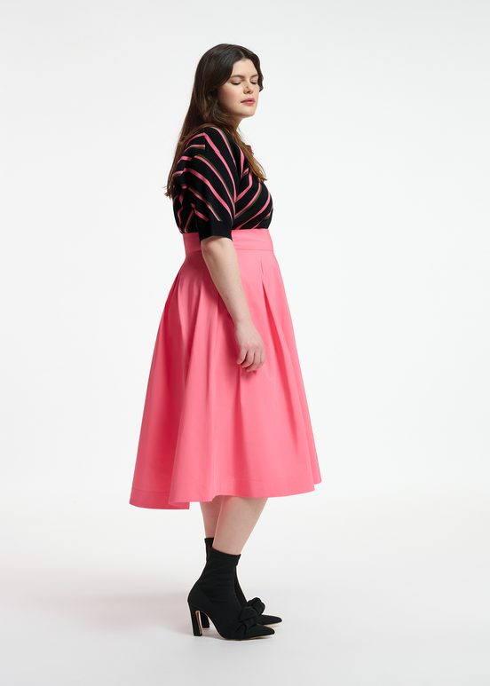 Pink pleated midi skirt