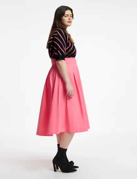 Pink pleated midi skirt