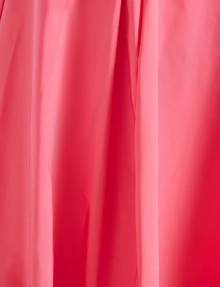 Pink pleated midi skirt