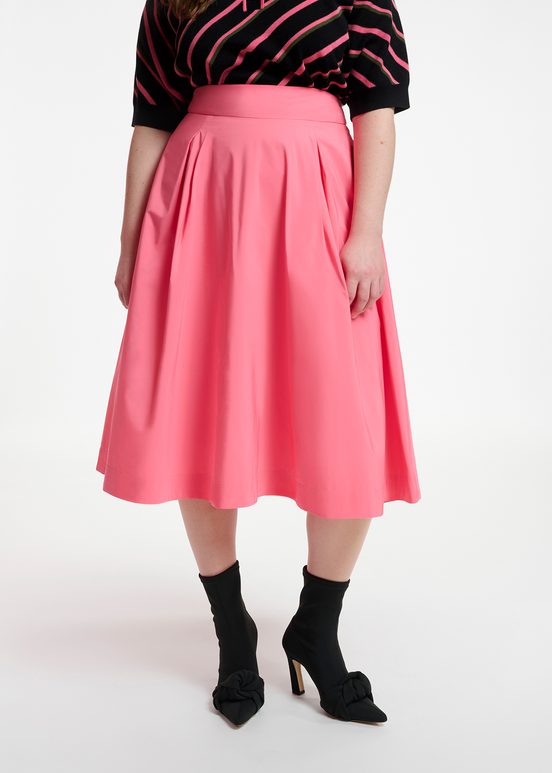 Pink pleated midi skirt