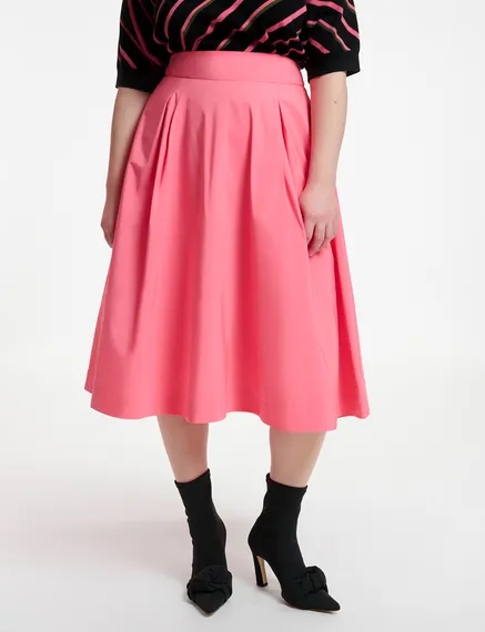 Pink pleated midi skirt