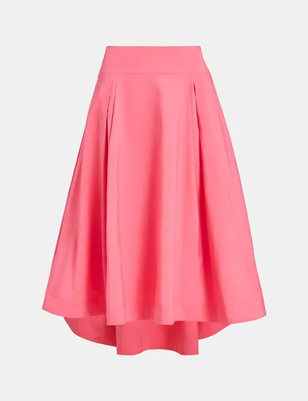 Pink pleated midi skirt