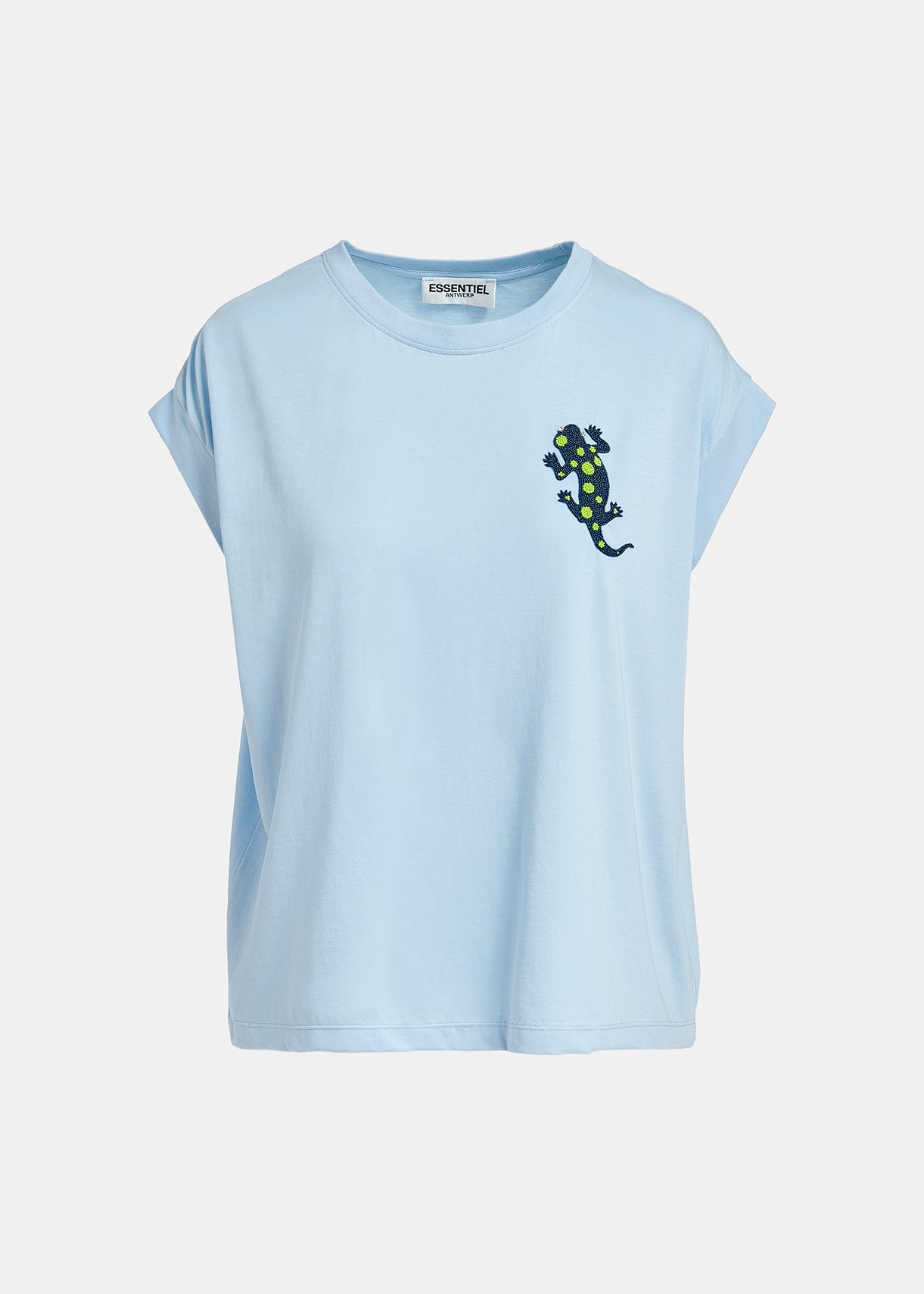 Light blue organic cotton T-shirt with embroidery 