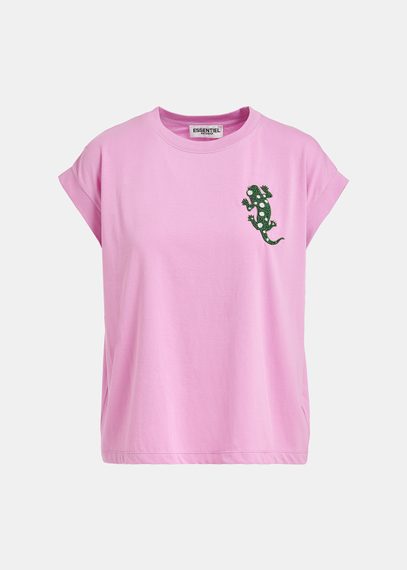 T-shirt en coton bio lilas à broderie 