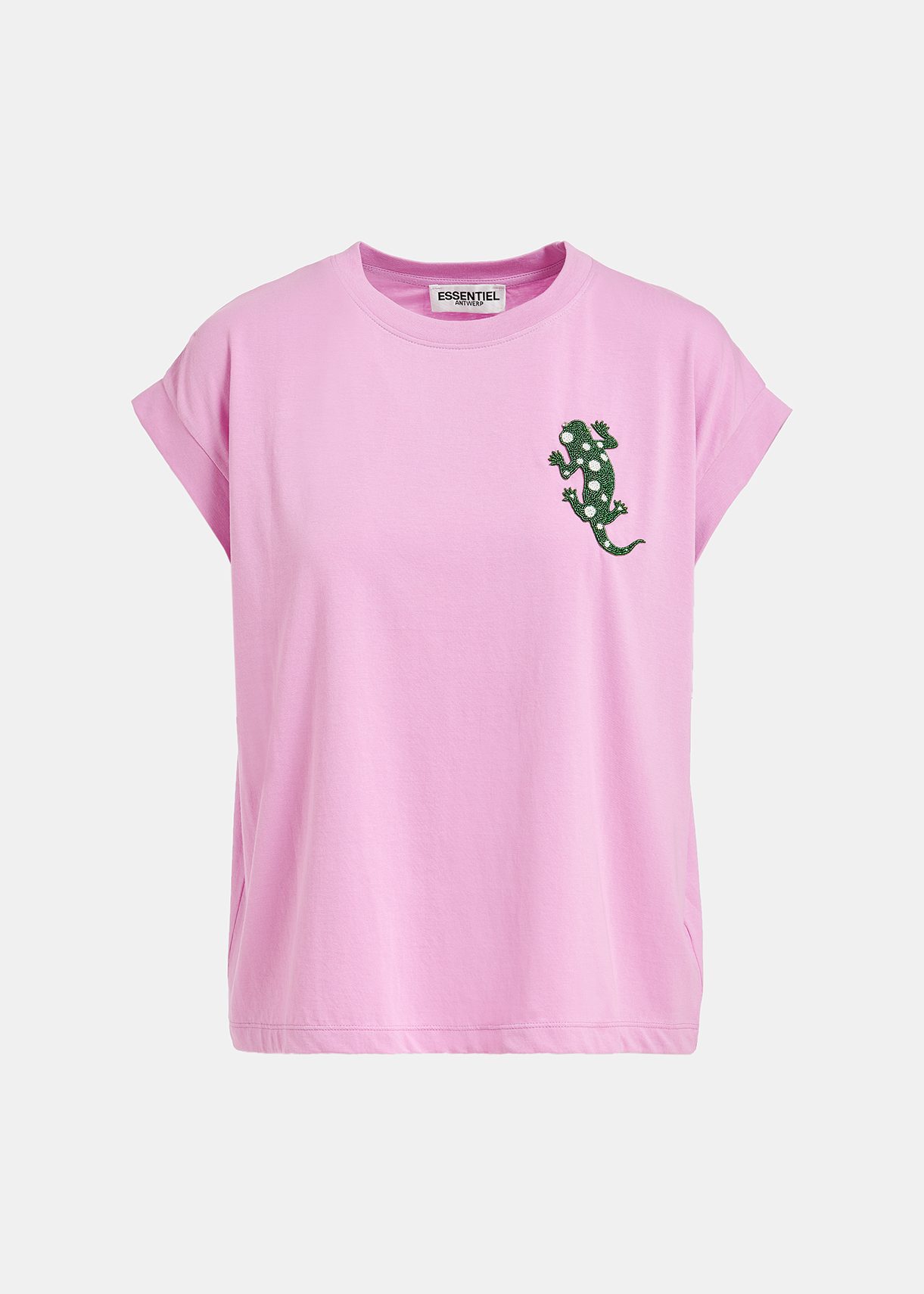 Lilac organic cotton T-shirt with embroidery 