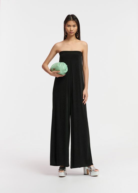 Black stretch-jersey pleated jumpsuit