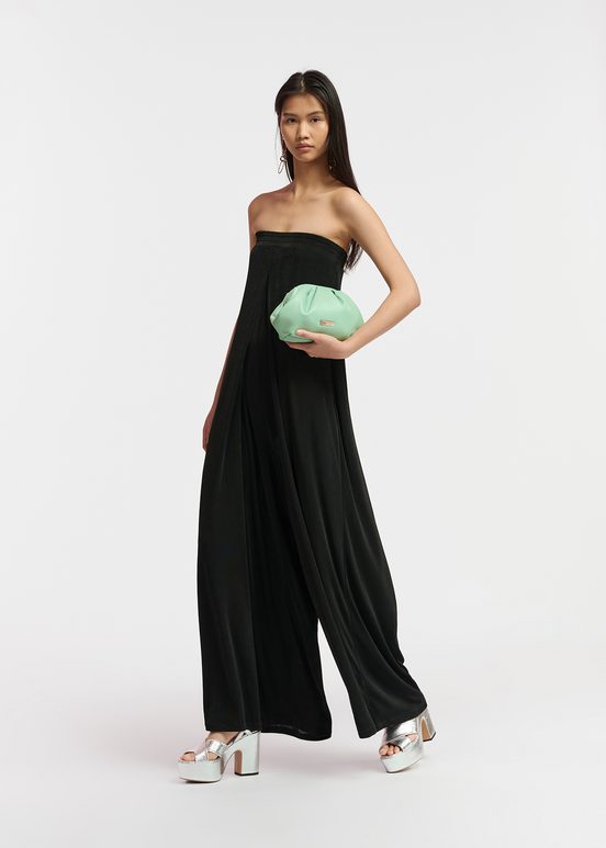 Black stretch-jersey pleated jumpsuit