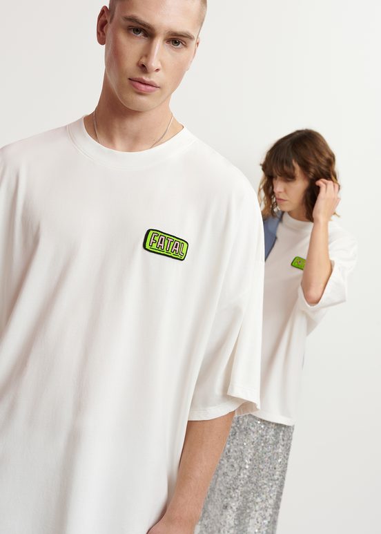 Off-white organic cotton T-shirt with embroidery 