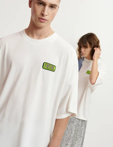 Off-white organic cotton T-shirt with embroidery 