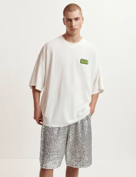 Off-white organic cotton T-shirt with embroidery 