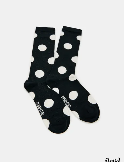 Chaussettes noires et blanches à pois - pointure 43-45