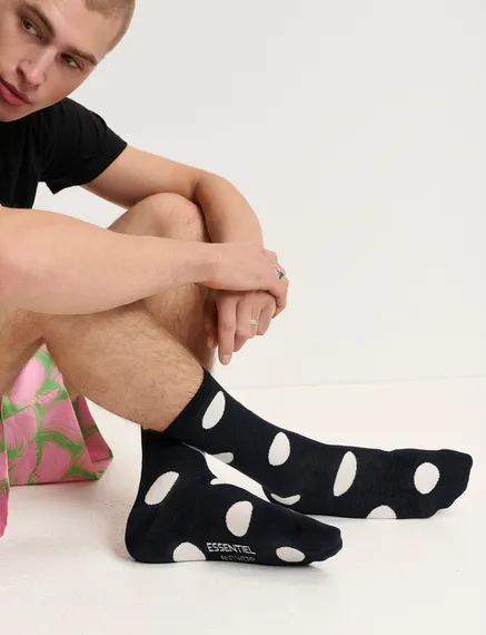 Black and white polka-dotted socks - Size 43-45