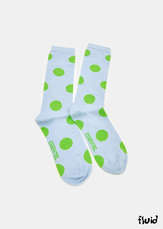 Hellblaue und grüne Socken mit Punkten - Größe 43-45