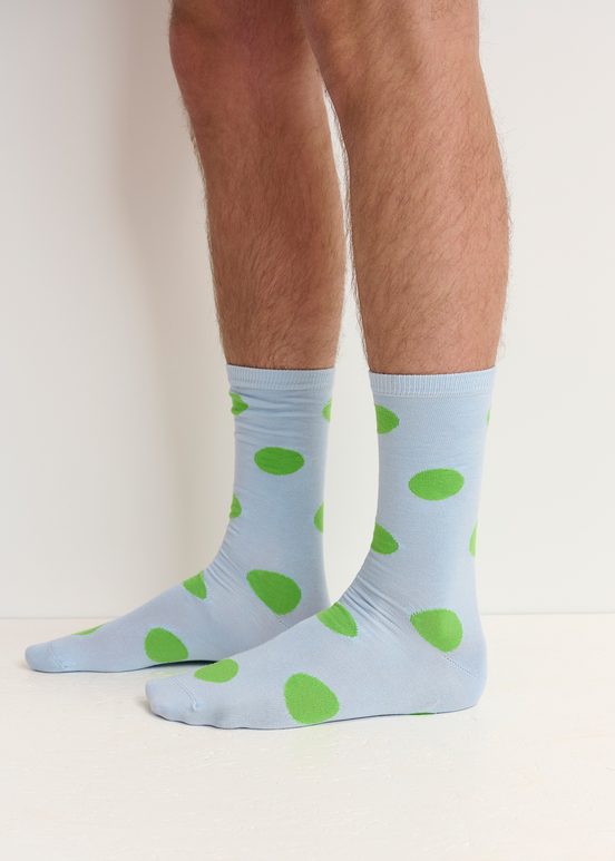 Chaussettes bleu clair et vertes à pois - pointure 43-45