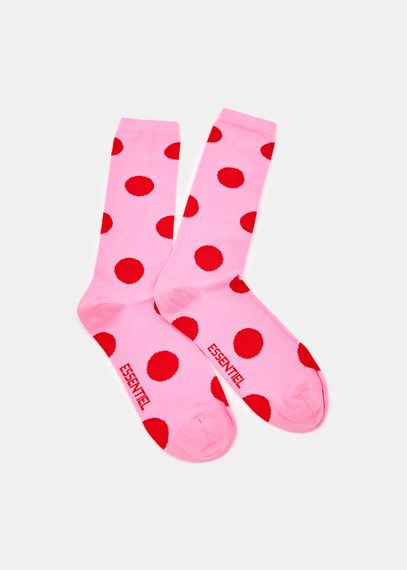 Pink and red polka-dotted socks