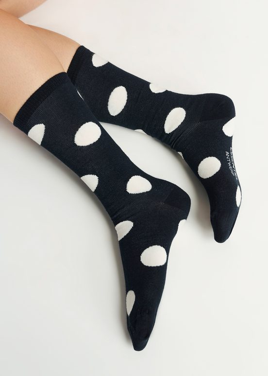 Black and white polka-dotted socks