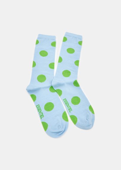 Chaussettes à pois bleu clair et vertes