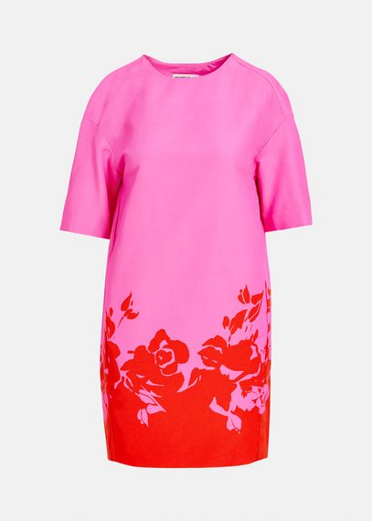 Roze en rode mini-jurk met bloemenprint