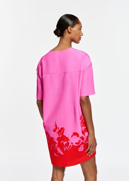 Roze en rode mini-jurk met bloemenprint