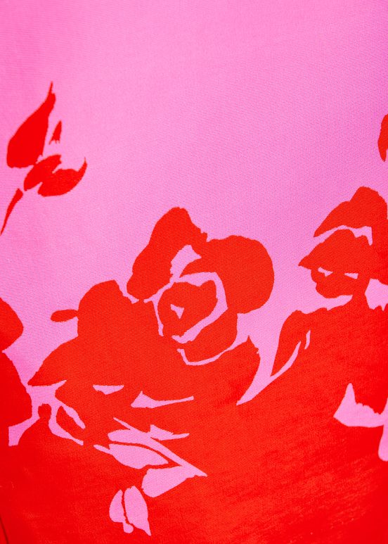 Roze en rode mini-jurk met bloemenprint