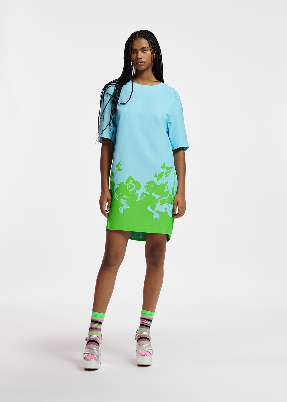 Green floral 2024 mini dress