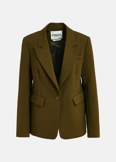 Donkerkaki aansluitende blazer