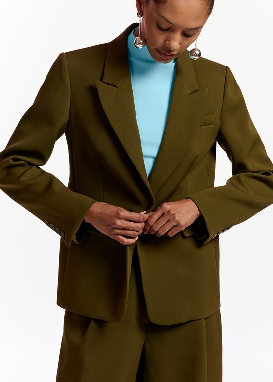 Dark khaki slim-fit blazer