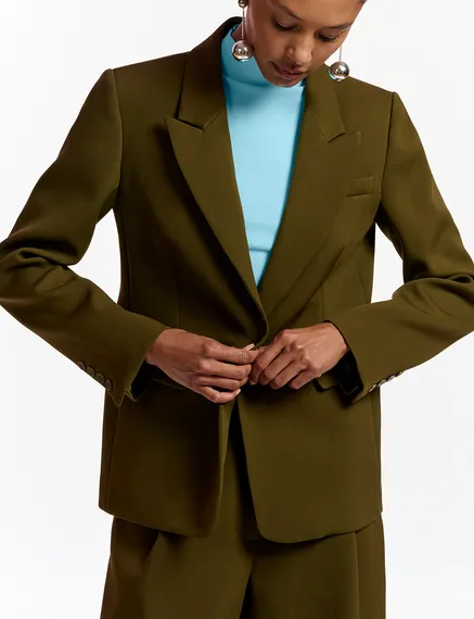 Dark khaki slim-fit blazer