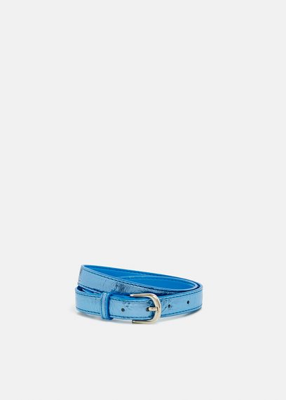 Blue metallic belt